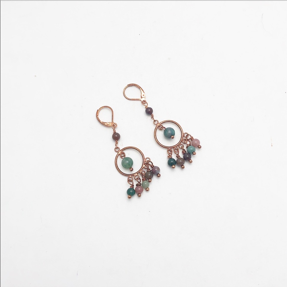ARTISAN BOHO COPPER GEMSTONE EARRINGS